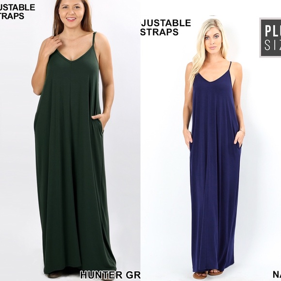 V-Neck Cami Maxi Dress (PLUS SIZES) - Picture 4 of 5